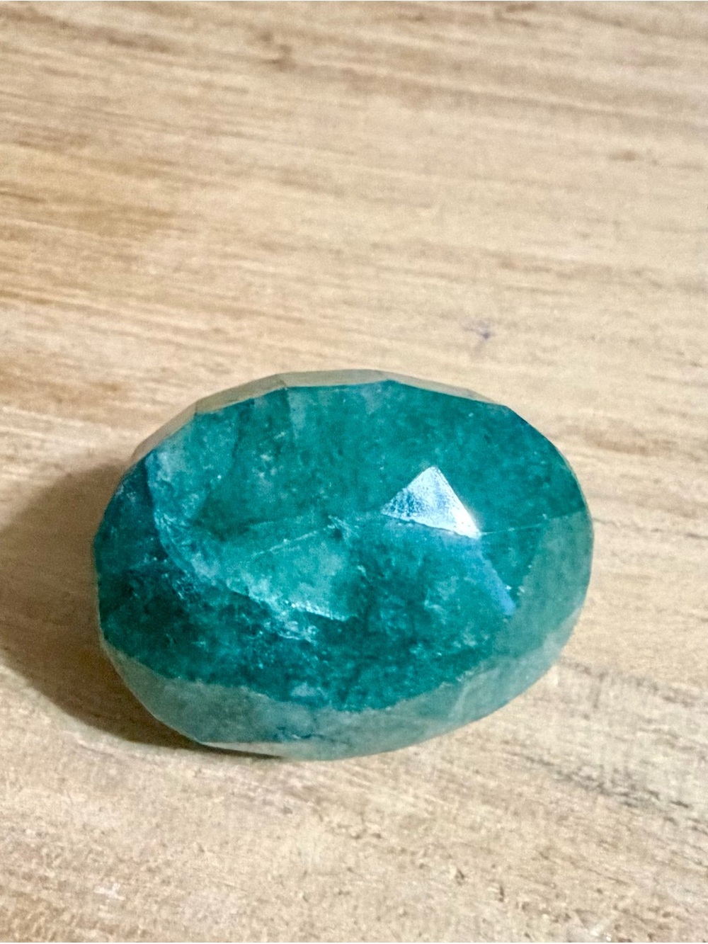 Faceted Teal Green Emerald Gemstone Cabochon